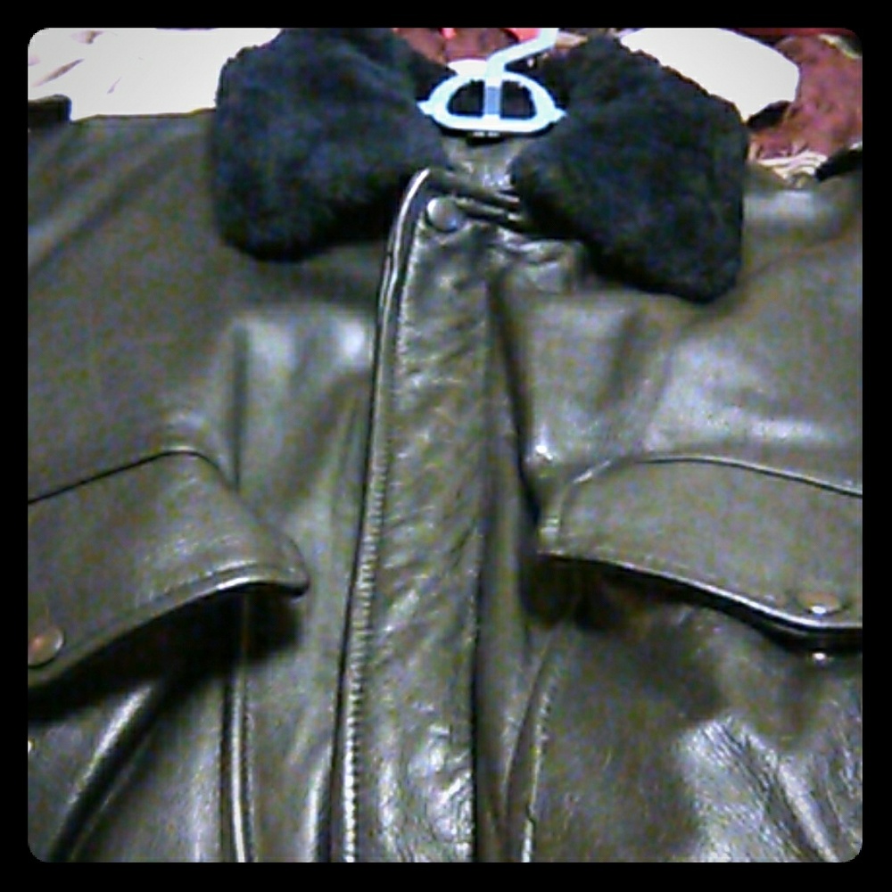 Leather pilot jacket all black